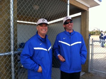 Ocracoke Dolphins baseball coaches Vince O'Neal and John Kattenburg
